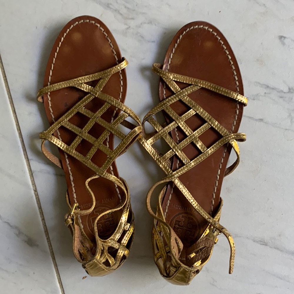 Tory Burch gold Gladiator Sandals-7-